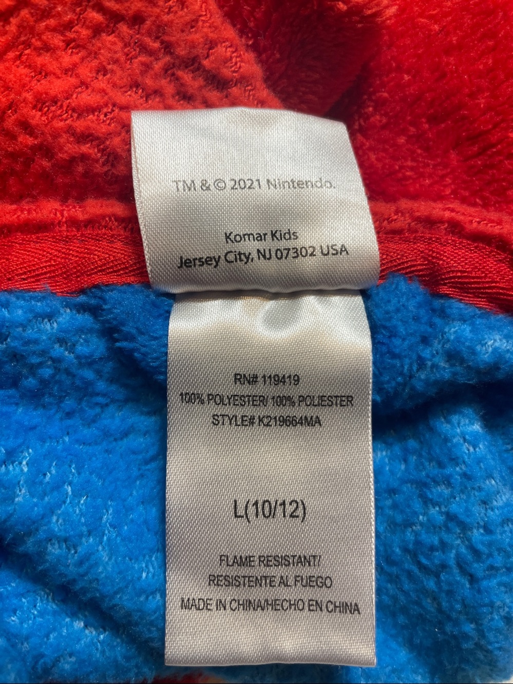 Nintendo Super Mario Hooded Robe - Red & Blue - Picture 11 of 11